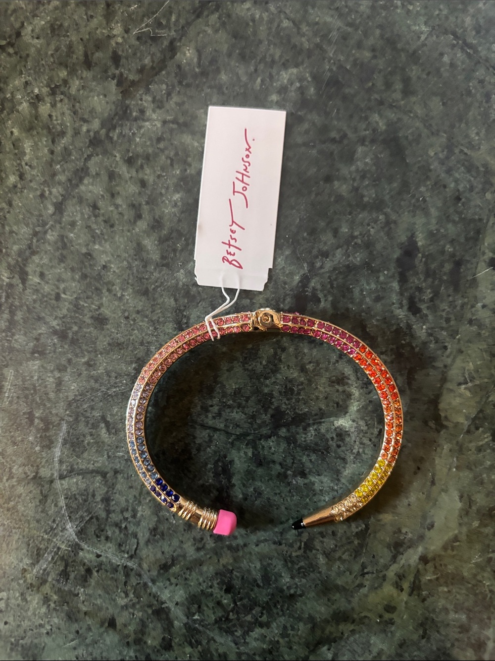 Betsey Johnson Multicolor Crystal Pencil Cuff Bracelet